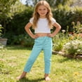 thumbnail image 6 of SGFCWSX Girls Pants Straight Leg Elastic Waist with Pockets Casual Daily Trousers for Kids Blue Size 4 Years, 6 of 9