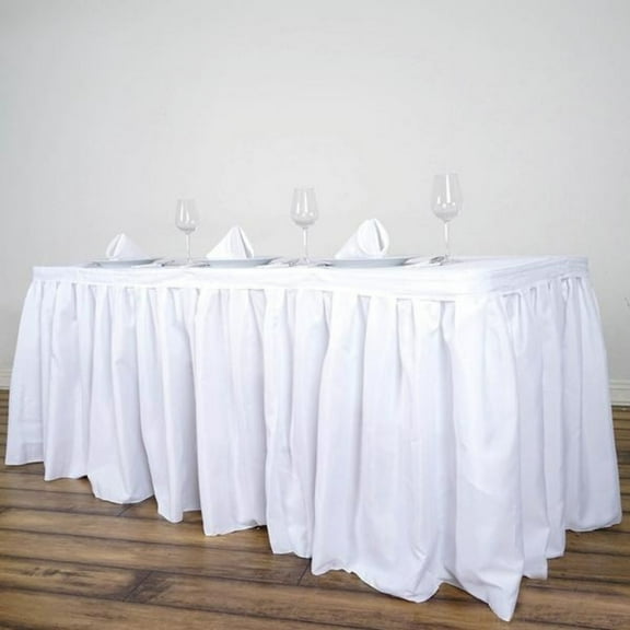 BalsaCircle Patriotic 17 feet x 29" White Polyester Table Skirt Veterans Day 4th July Military Party