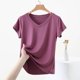thumbnail image 4 of Mujeres Manga Corta Tops Casual, Color Sólido Cuello en V, Camiseta Casa Blusas para Mujeres, 4 of 6