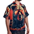 thumbnail image 2 of Vintage Bear Men's Short Sleeve Poplin Shirt, Casual Printed Button Down Top for Summer Beach, Spread Collar Unisex Beach Shirt, 2 of 6