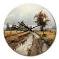 thumbnail image 2 of Designart "Morning Mist Over Barns" Countryside Oversized Wall Clock, 2 of 5