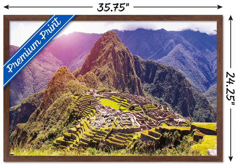 Wonders of the World - Machu Picchu Wall Poster, 22.375" x 34", Framed
