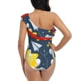 thumbnail image 5 of Sikiie Astronaut And Space Print Women One Piece Swimsuits Tummy Control One Shoulder Bathing Suits Ruffle Swimwear, From S to XXL-XX-Large, 5 of 6