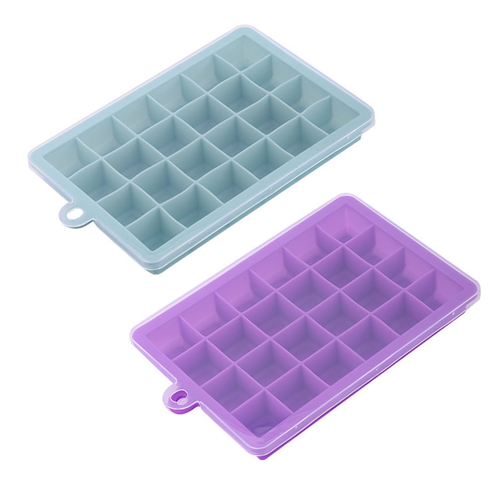 Bacs Glaçons Ronds Silicone Moules à Glaçons Ronds Silicone - Lot De 2 Avec Couvercle Et Pince - 25 Compartiments - Sans BPA Glaçons Sphériques Boissons