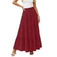 thumbnail image 4 of Amzcrzy Women's Long Skirts with Elastic Waistband Fashion Tiered A-Line Pleated Maxi Skirts Summer Going Out Outfits for Women Comfortable Flowy Beach Vacation Linen Skirt, 4 of 6