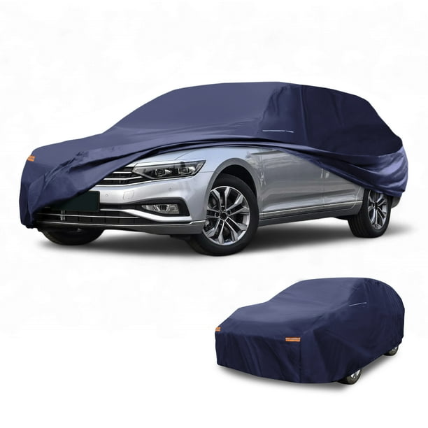 Cubierta de Automóvil Universal Impermeable para Todo Clima Protección Exterior Completa Anti-UV Sol Lluvia Azul Marino 177" a 190"