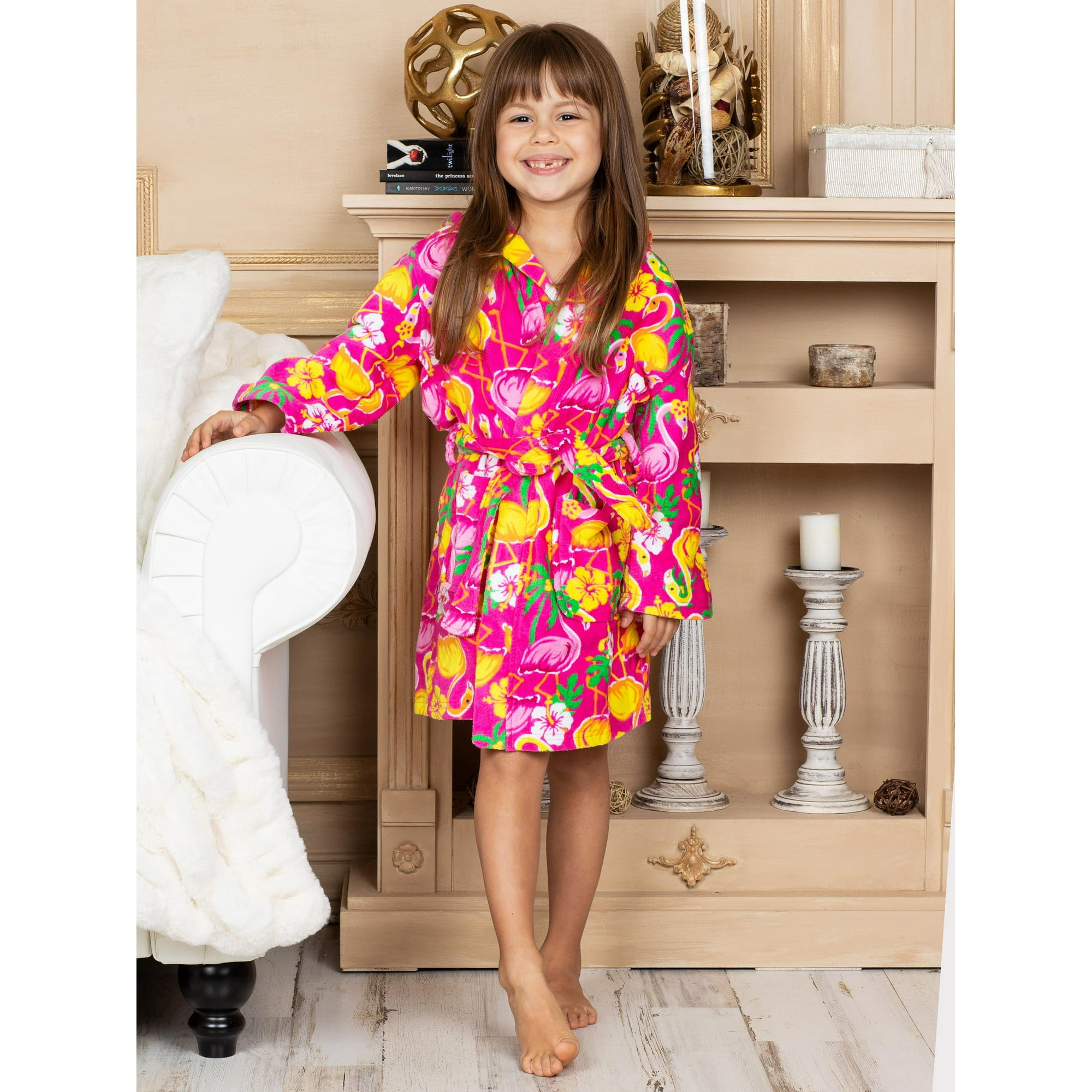 Komar Kids Girls Robe Cotton Hooded Bathrobe Cover Up