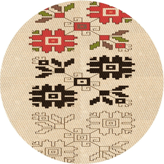 Ahgly Company Indoor Round Patterned NavajoWhite Gold Area Rugs, 6' Round