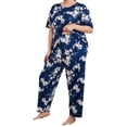 thumbnail image 4 of 2 Piece Plus Size Women's Sleep Top with Pajama Short Sleeve Matching Pajama Set Loungewear 2XL, 4 of 4