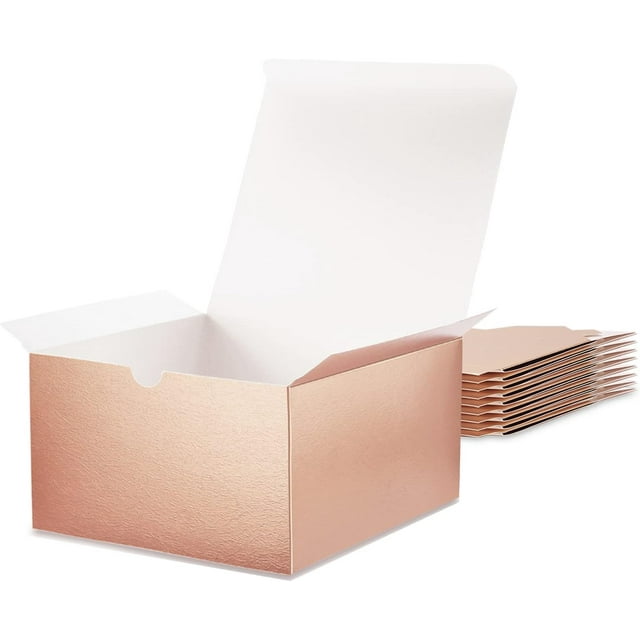 MALICPLUS 10 Gift Boxes 8x8x4 Inches Gift Boxes with Lids Boxes for Gifts Bridesmaid Proposal Boxes, Rose Gold Gift Boxes Bulk for Light Weight Gifts, Crafting