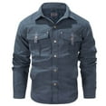 thumbnail image 2 of Miluxas Mens Flannel Lined Shirt Jacket Lightweight Snap Button Western Jacket Rugged Outdoor Cowboy Shirts Jackets Blue, 2 of 5