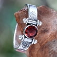 thumbnail image 2 of NOVICA Artisan Handmade .925 Sterling Silver Garnet Solitaire Ring | Modern Red Single Stone Birthstone | 'Mystical Eye', 2 of 7