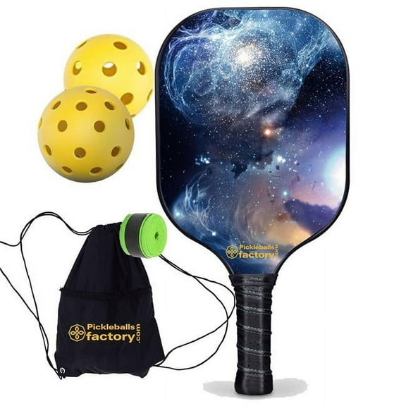 Pickleball Factory PB00026-9-G Best Pickleball Paddle - The Milky Way Most Expensive Pickleball Paddle, Best Indoor Pickleball Balls, Glassfiber Graphite