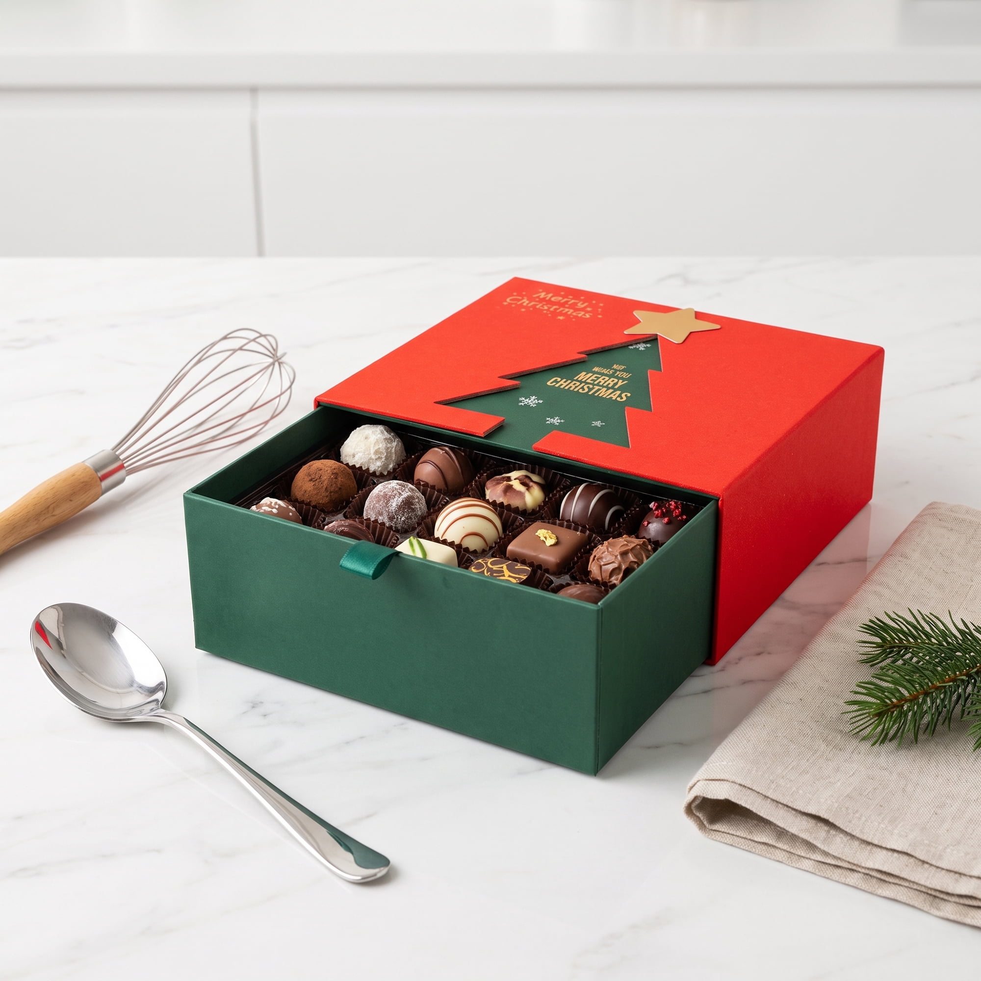 Unique Bargains Elegant Christmas Tree Pattern Gift Box Red 7.9"x7.1"x3.1"