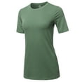 thumbnail image 2 of A2Y Women's Basic Solid Premium Cotton Short Sleeve Crew Neck T Shirt Tee Tops Light Olive M, 2 of 6