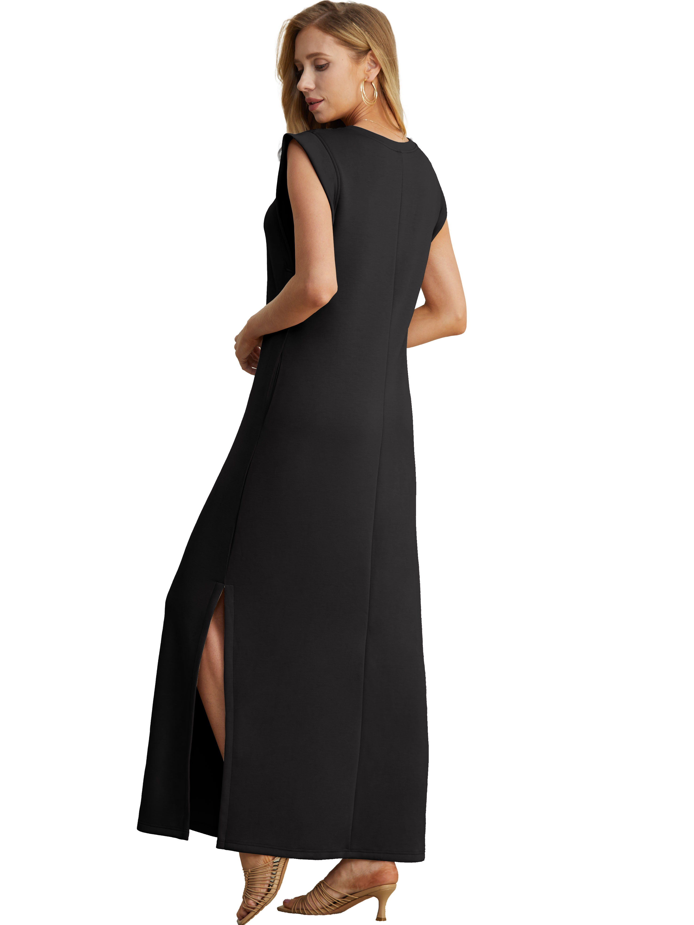 JWD Women's Summer Maxi Dress with Side Slit, Black photo 7