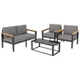 thumbnail image 3 of Outdoor Aluminum Furniture Set,4 Piece Patio Conversation Sets,Removable & Washable Cushion,Ink Color Tempered Glass Table, 3 of 8