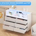 thumbnail image 4 of White Dresser with LED Light, Modern Wood Dresser with 6 Wide Drawers, Large Double Dresser for Entryway Living Room, 4 of 7