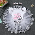 thumbnail image 4 of IDOPIP Ladybug Cow Bee 1st Birthday Outfit for Baby Girls Flutter Sleeves Romper Tutu Skirt Headband, 4 of 8