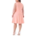 thumbnail image 3 of Agnes Orinda Women's Plus Size Valentines Day Square Neck Sheer Long Sleeve Ruffle Flowy A-Line Midi Dress 1X Pink, 3 of 6