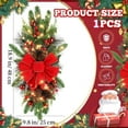 thumbnail image 2 of Christmas Garland with Light,Christmas Teardrop Swag,Artificial Xmas Stair Swag with Red Bow Berries and Pine Cones,Props Pendant Wall Hanging Simulation Flower for Staircase Door Wall Decoration, 2 of 7