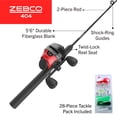 thumbnail image 4 of (4 pack) Zebco 404 Spincast Reel and Fishing Rod Combo, 5-Foot 6-Inch 2-Piece Fishing Pole, Size 40 Reel, Right-Hand Retrieve, Includes 28-Piece Tackle Kit, Black/Red, 4 of 11