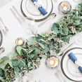 thumbnail image 5 of TETOU 1Pcs Artificial Eucalyptus Garland,6.56Ft Lush Silver Dollar Leaves Boxwood Faux Greenery Vines for Home Party Table Mantle Fireplace Holiday Sping Decorations(White Buds), 5 of 7