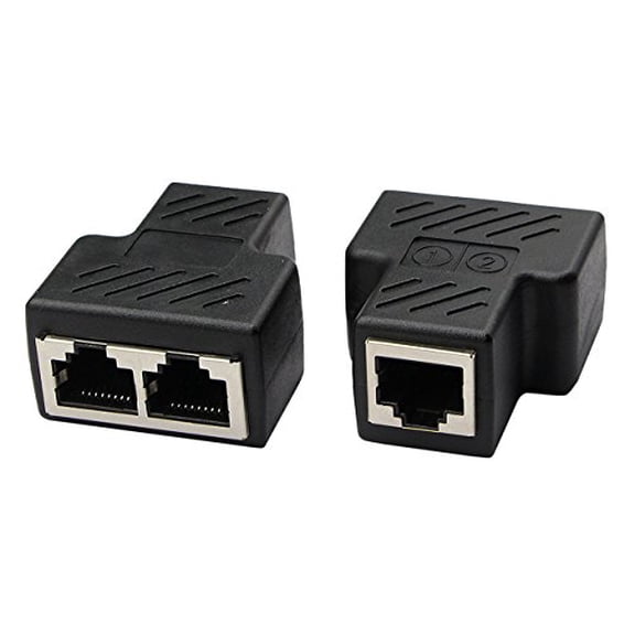 RJ45 Network Splitter Adapter - 1 RJ45 Female to 2 RJ45 Female Network Splitter Adapter,LAN Connector,Suitable for two devices at the same time online.(1-Pair)