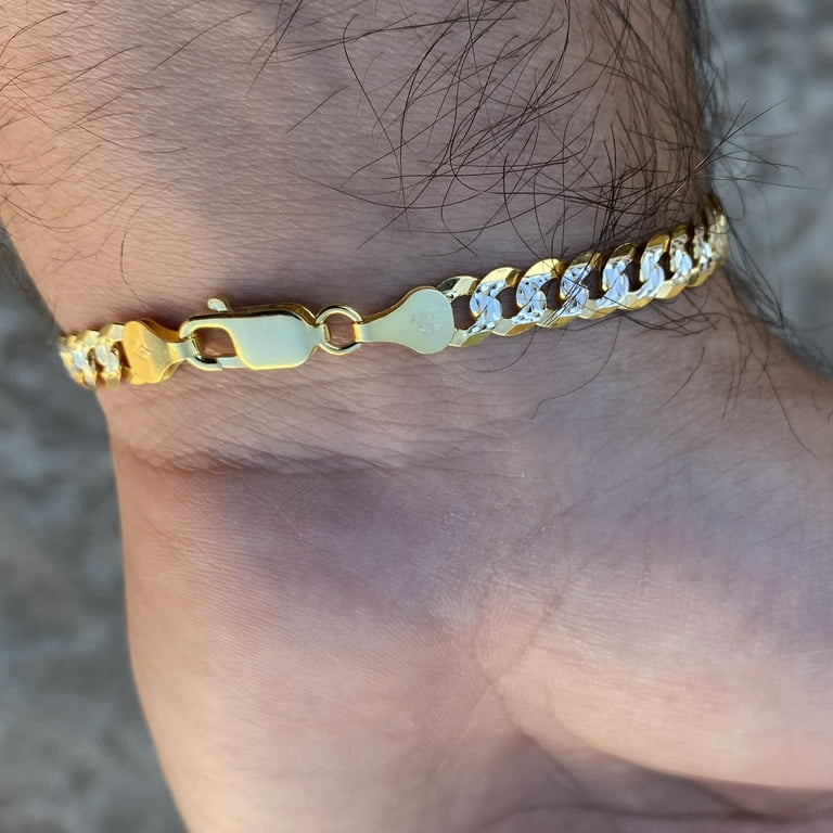 Men's 14k Yellow Gold Diamond Cut Bead Bracelet