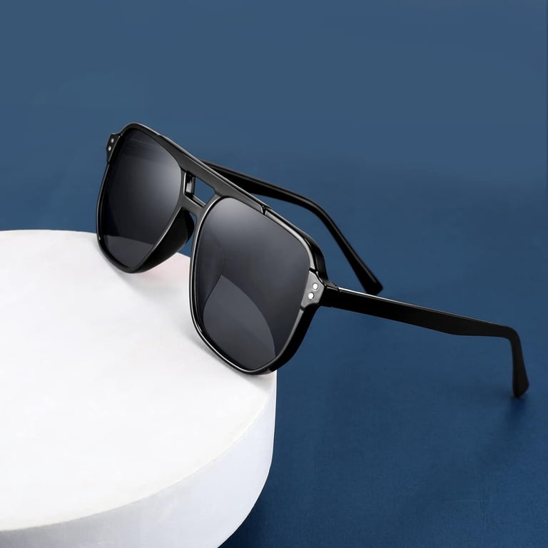 Retro Square Aviator Sunglasses Women Men 70s Vintage Trendy  display picture 2