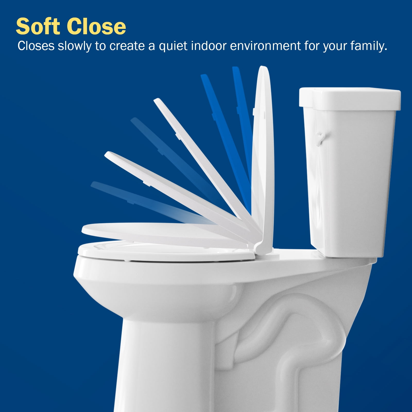 ROSYNEY Elongated Toilet Seat, Slow Close, Quick & Easy Installation, White