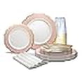 thumbnail image 3 of " OCCASIONS " 320 Piece set (40 Guests)-Heavyweight Wedding Party Disposable Plastic Plate Set - 40 x 10.5'' + 40 x 8'' + Silverware + Cups + Napkins (Imperial in Blush Pink & Gold), 3 of 4