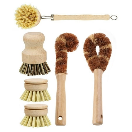 

SPHET Plant Based Cleaning Brush Set 6 Piece for Vegetable and Kitchen Dish Cleaning Zero Waste & Biodegradable Kitchen Brushes