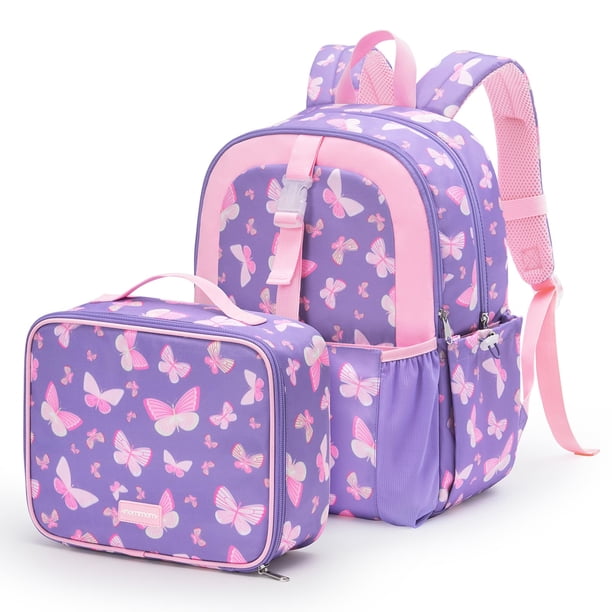 Set de mochilas Mommore Kids con lonchera para niñas de 4 a 8 años, resistente al agua
