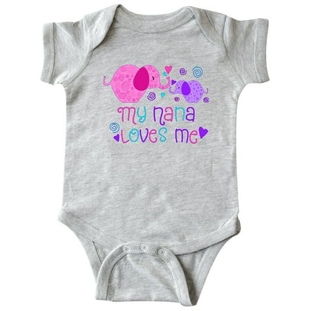 

Inktastic My Nana Loves Me- cute elephants Gift Baby Boy or Baby Girl Bodysuit