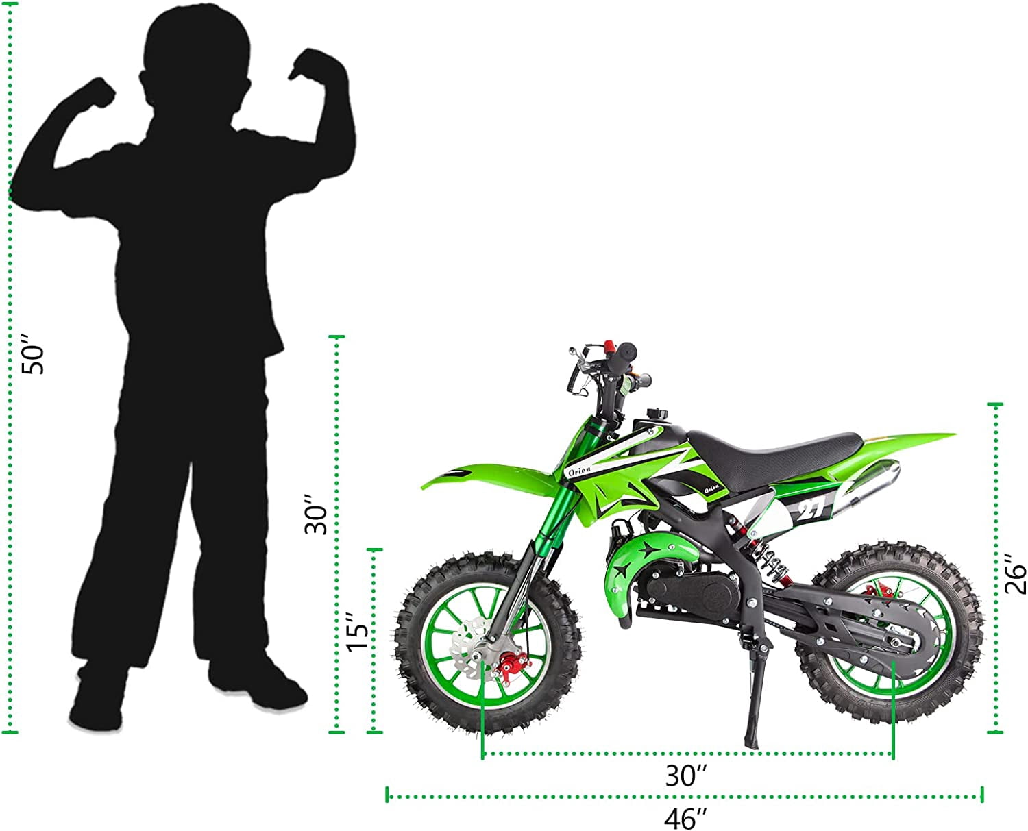 Chepei Gasoline 49cc Dirt Bike for Kids 8-14 - Green