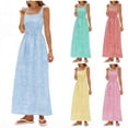 thumbnail image 2 of Efsteb Women's Square Neck Maxi Dress Smocked Waist Sleeveless Summer Beach Casual Fitted Plaid Checkered Long Dress (Green,L), 2 of 6