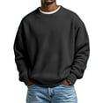 thumbnail image 2 of yuCgh Men's Long Sleeve Crewneck Sweatshirt, Casual Pullover with Soft Fabric, Unisex Running Tracksuit Style Top for Sports and Everyday Comfort,Black L, 2 of 5