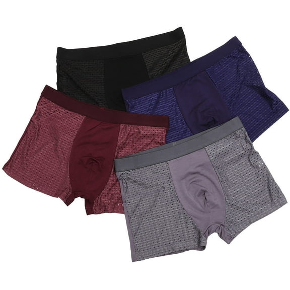 ELAYARD 4Pcs Man Underpants Ice Silk Briefs Comfortable Elastic Breathable Fabric