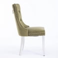 thumbnail image 5 of Nikki Collection Modern, High-End Tufted Solid Wood Contemporary Velvet Upholstered Dining Chair with Chrome Stainless Steel Plating Legs,Nailhead Trim,Set of 2,Olive-Green and Chrome, Sw1701Ol, 5 of 9