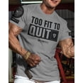 thumbnail image 2 of Gymish Too Fit To Quit Motivational Gym Shirt for Men – Workout T-Shirt, Athletic Fitness Wear, Heather Grey with Sleeve Logo, X-Large, 2 of 6