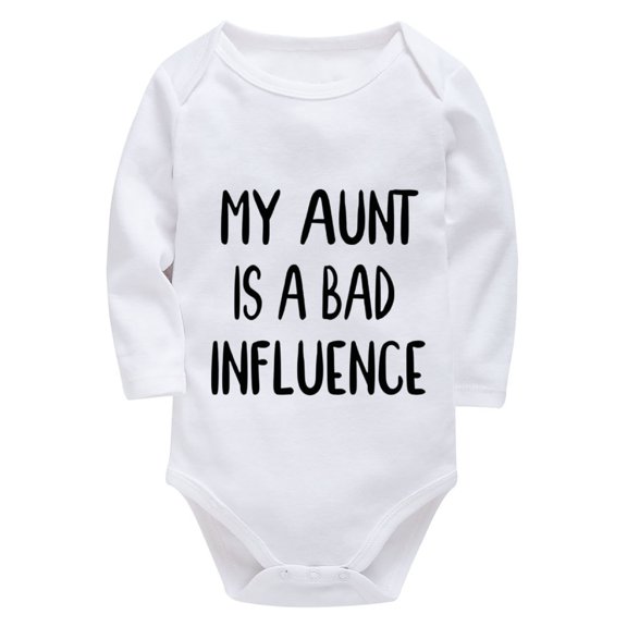 My Aunt Is A Bad Influence Newborn Onesie for Girls Long Sleeve Coming Home Outfits White Baby Boy 0-3 Months Clothes