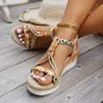 thumbnail image 3 of Rokment Womens Ethnic Boho Platform Dress Sandals 2026 Summer Beach Vacation Braided Memory Foam Wedge High Heels Gladiaator Slingback Sandals Orange Size 8, 3 of 6