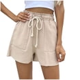thumbnail image 2 of Shorts for Women,Clearance Women's Summer Casual Shorts High Waist Pocket Bandage Solid Shorts Pants, 2 of 5