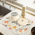 thumbnail image 2 of Yayeee Dish Drying Mat for Kitchen Counter 18" x 24" Microfiber Super Absorbent Coffee Decorative Pad, Halloween Cute Pumpkins, 2 of 9