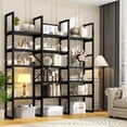 thumbnail image 5 of Triple 5-Tier Bookshelf - 71" Tall Industrial Bookcase with Sturdy Metal Frame, Black Modern Etagere Display Shelf for Living Room, Office & Bedroom Storage, 5 of 7