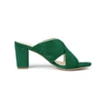 thumbnail image 3 of BLISSFUL STEP Women's Sandals Block Heels Crisscross Strap Mules Slide Sandals Green 6, 3 of 8