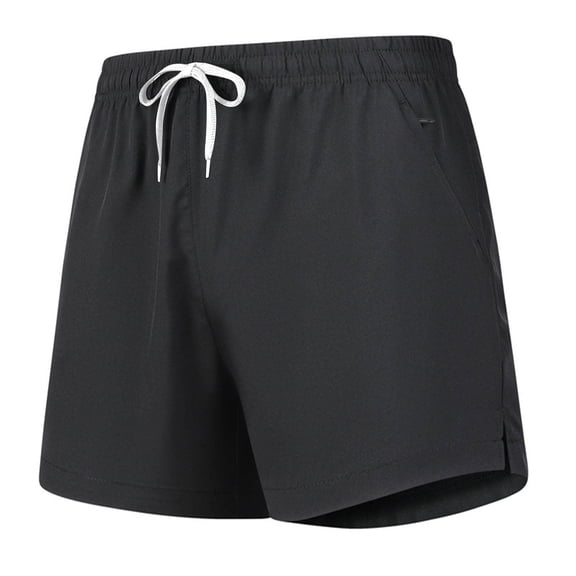 SYMOID Womens High Waisted Athletic Shorts with Pockets - Quick Dry Nylon Spandex Lounge & Workout Shorts with Drawstring, Black,Size L