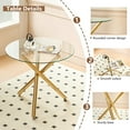 thumbnail image 4 of Lecut Round Glass Dining Table for 2 to 4 Person, 31.5" Modern Dining Room Table with Tempered Glass Top & Golden Metal Legs,Small Kitchen Table for Apartment,Home, Office, 4 of 7
