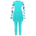thumbnail image 3 of Ocealan Kids Girls Modest 2 Pcs Swimsuits Floral Hijab Swimdres Top with Leggings Burkini Lake Green 8, 3 of 5